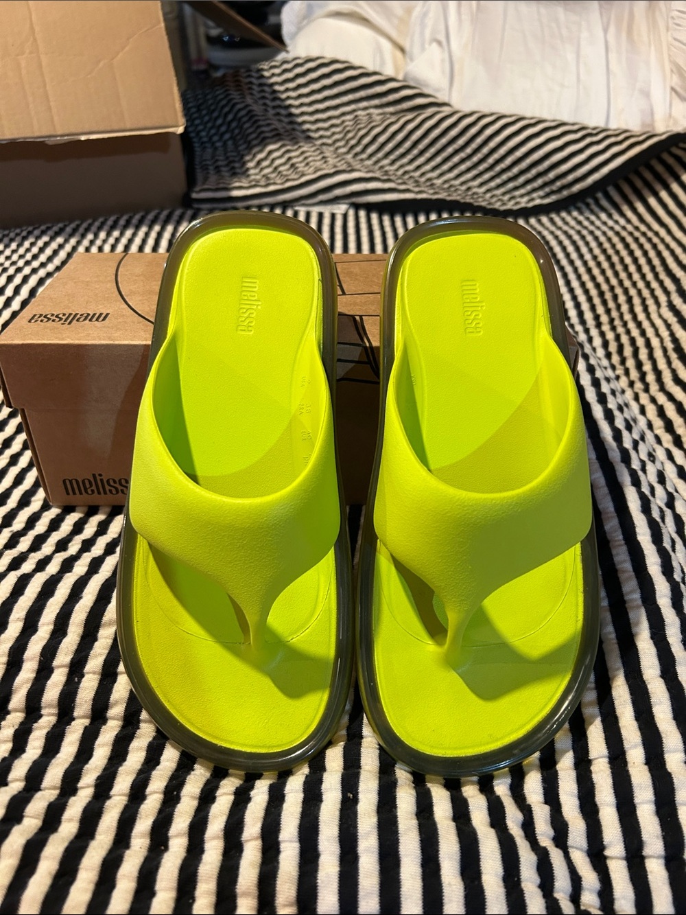 Melissa Kids Bright Neon Yellow Foam Thong Sandals